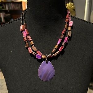 Purple and Brown Beaded Necklace